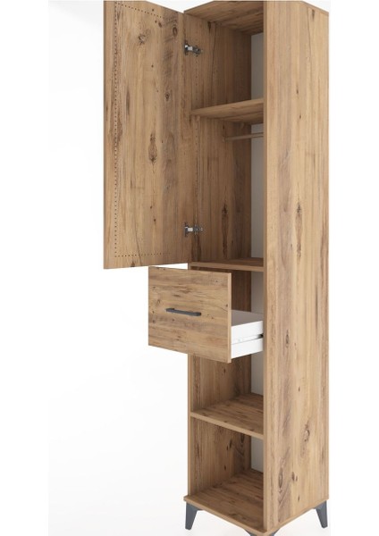 Hyperion Dolap 3 Raflı Tek Çekmeceli Tek Askılı 44X44X221 Çam-Çam indirimleri