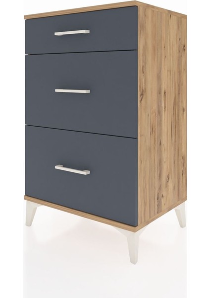 Hyperion Komodin 3 Çekmeceli 60X44X96 Çam-Antrasit modelleri