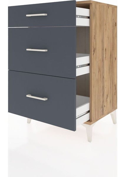 Hyperion Komodin 3 Çekmeceli 60X44X96 Çam-Antrasit fırsatları