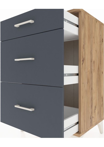 Hyperion Komodin 3 Çekmeceli 60X44X96 Çam-Antrasit indirimleri