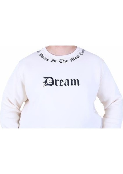 Büyük Beden Bisiklet Yaka 3ip Sweat Dream 25715 Bej fırsatları