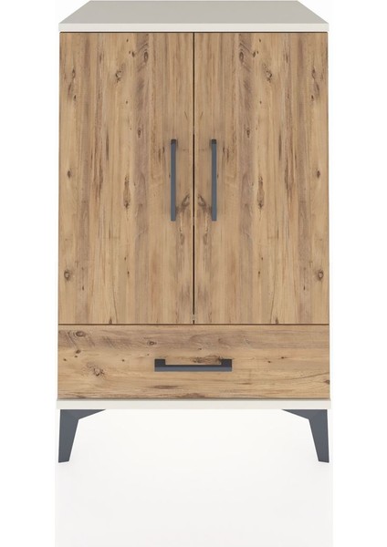 Hyperion Komodin 3 Raflı Tek Çekmeceli 2 Kapaklı 60X44X96 Aytaşı-Çam
