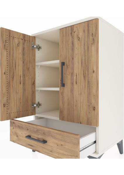 Hyperion Komodin 3 Raflı Tek Çekmeceli 2 Kapaklı 60X44X96 Aytaşı-Çam indirimleri
