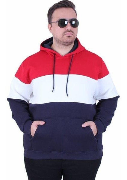 Büyük Beden Kapüşonlu 3ip Sweat Mg 25725 Kırmızı fiyatları