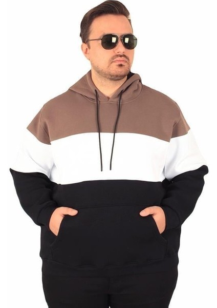 Büyük Beden Kapüşonlu 3ip Sweat Mg 25725 Vizon fiyatları