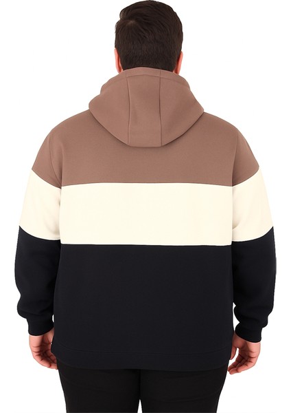 Büyük Beden Kapüşonlu 3ip Sweat Mg 25725 Vizon modelleri