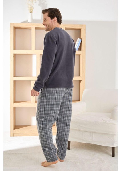 Erkek Düğme Yaka Kışlık Polar Pijama Takımı 6100/14,1 - 1 Adet modelleri