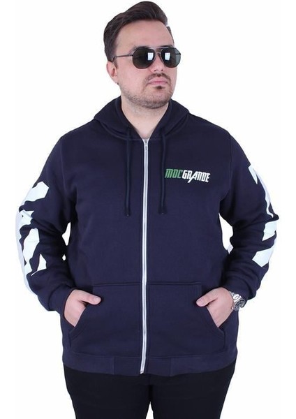 Büyük Beden Kapüşonlu Fermuarlı 3ip Sweat Mg 25718 Lacıvert fiyatları