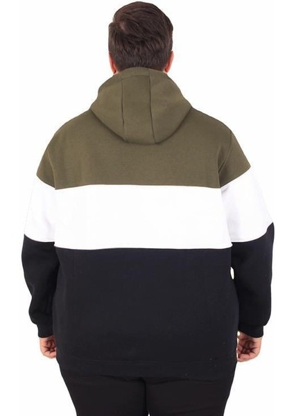 Büyük Beden Kapüşonlu 3ip Sweat Mg 25725 Hakı modelleri