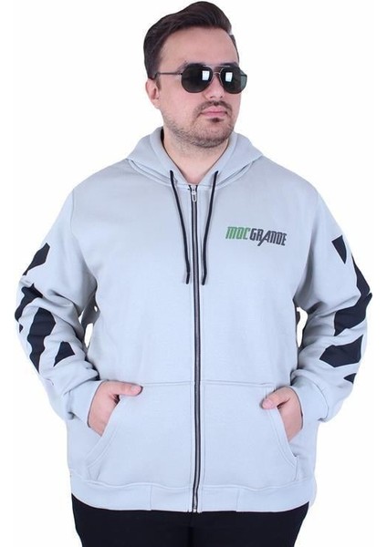 Büyük Beden Kapüşonlu Fermuarlı 3ip Sweat Mg 25718 Grı fiyatları