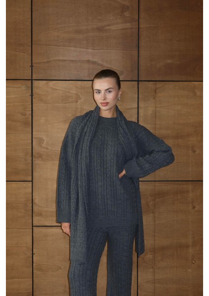 Atkılı Kablo Desenli Oversize Triko Takım fiyatları