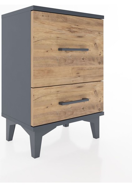 Arges Komodin 2 Çekmeceli 44X30X64 Antrasit-Çam fiyatları