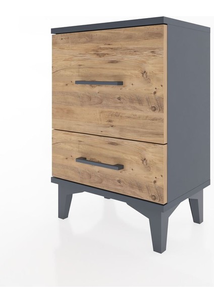 Arges Komodin 2 Çekmeceli 44X30X64 Antrasit-Çam modelleri