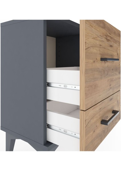 Arges Komodin 2 Çekmeceli 44X30X64 Antrasit-Çam indirimleri