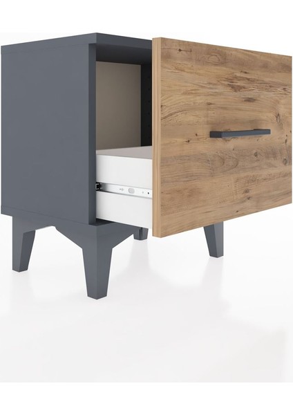 Arges Komodin Tek Çekmeceli 44X30X48 Antrasit-Çam fırsatları