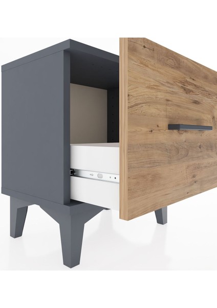 Arges Komodin Tek Çekmeceli 44X30X48 Antrasit-Çam indirimleri