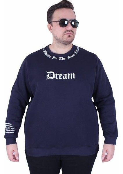 Büyük Beden Bisiklet Yaka 3ip Sweat Dream 25715 Lacıvert fiyatları