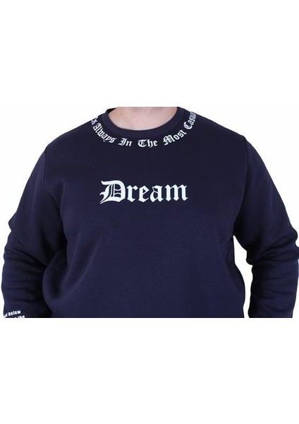 Büyük Beden Bisiklet Yaka 3ip Sweat Dream 25715 Lacıvert modelleri