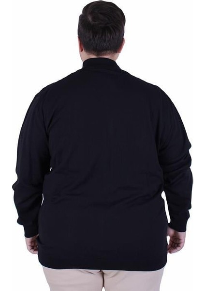 Erkek Büyük Beden Fermuarlı Hırka 23754 Sıyah modelleri