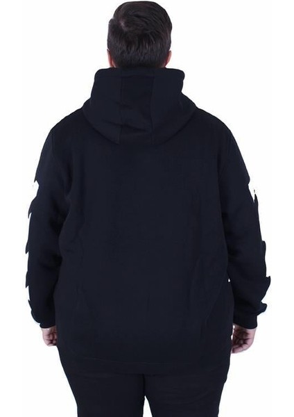 Büyük Beden Kapüşonlu Fermuarlı 3ip Sweat Mg 25718 Sıyah fırsatları