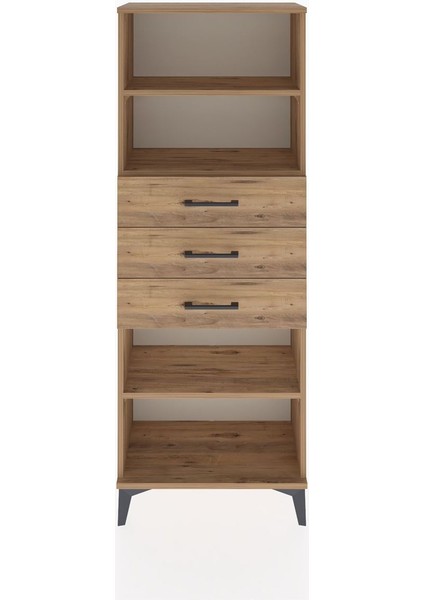 Arges Dolap 3 Raflı 3 Çekmeceli 60X30X163 Çam-Çam