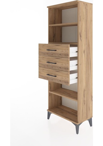 Arges Dolap 3 Raflı 3 Çekmeceli 60X30X163 Çam-Çam fırsatları