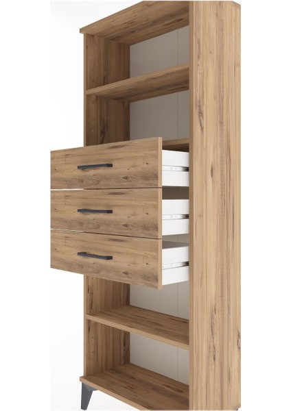 Arges Dolap 3 Raflı 3 Çekmeceli 60X30X163 Çam-Çam indirimleri