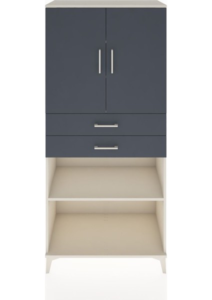Hyperion Dolap 4 Raflı 2 Çekmeceli 2 Kapaklı 88X44X195 Aytaşı-Antrasit