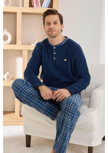 Erkek Düğme Yaka Kışlık Polar Pijama Takımı 6100/5,5 - 1 Adet