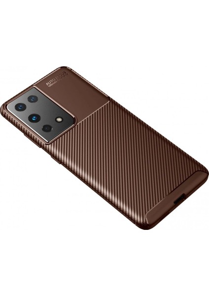 Samsung Galaxy S21 Ultra Kılıf Auto Focus Karbon Kapak - Kahverengi - MKR023116-1066 fiyatları