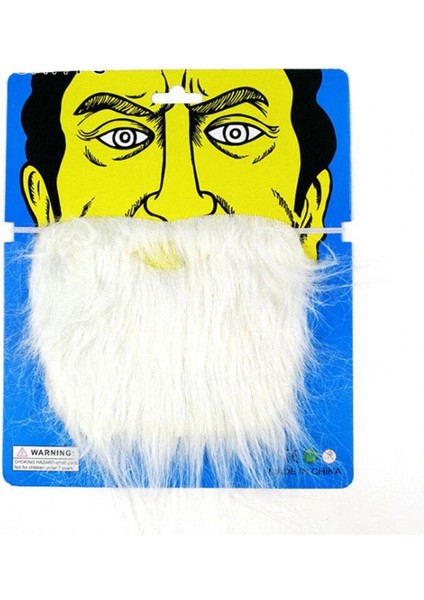 Beyaz Kırçıllı Arkadan Lastikli Beyaz Takma Sakal Yetişkin Çocuk Uyumlu