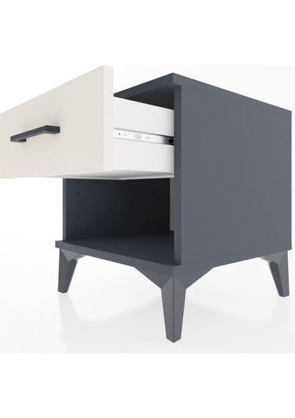 Hyperion Komodin Tek Çekmeceli 44X44X48 Antrasit-Aytaşı indirimleri