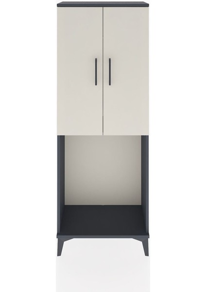 Arges Dolap Tek Raflı 2 Kapaklı Tek Askılı 60X30X163 Antrasit-Aytaşı