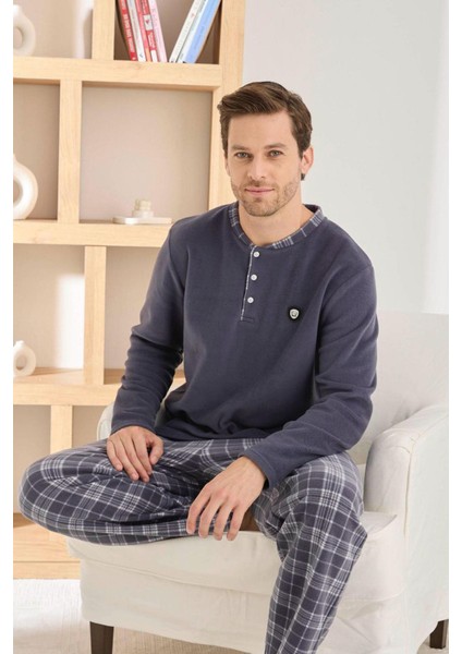 Erkek Düğme Yaka Kışlık Polar Pijama Takımı 6100/7.7 - 1 Adet