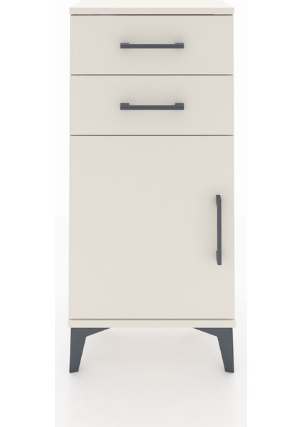 Arges Komodin Tek Raflı 2 Çekmeceli Tek Kapaklı 44X30X96 Aytaşı-Aytaşı