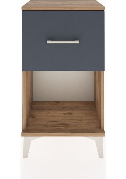 Arges Komodin Tek Çekmeceli 44X30X80 Çam-Antrasit