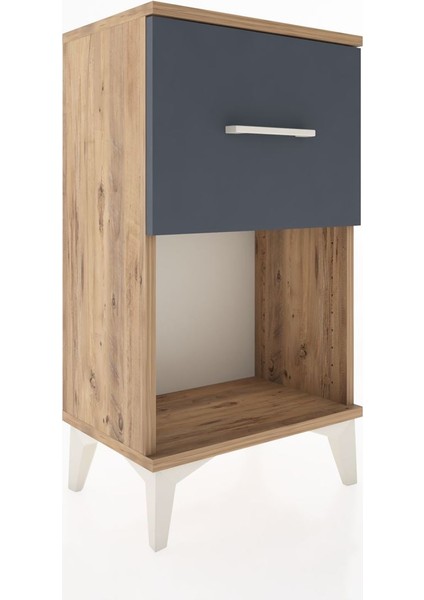 Arges Komodin Tek Çekmeceli 44X30X80 Çam-Antrasit modelleri