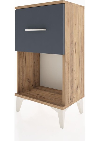 Arges Komodin Tek Çekmeceli 44X30X80 Çam-Antrasit indirimleri