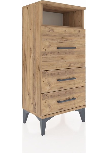 Arges Komodin Tek Raflı 3 Çekmeceli 44X30X96 Çam-Çam fiyatları