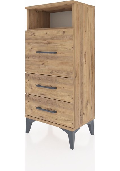 Arges Komodin Tek Raflı 3 Çekmeceli 44X30X96 Çam-Çam modelleri