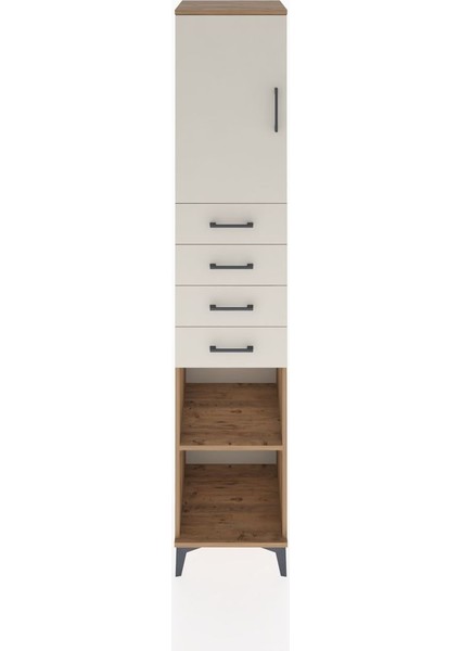 Hyperion Dolap 3 Raflı 4 Çekmeceli Tek Kapaklı 44X44X221 Çam-Aytaşı
