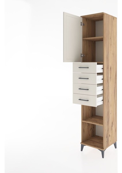 Hyperion Dolap 3 Raflı 4 Çekmeceli Tek Kapaklı 44X44X221 Çam-Aytaşı fırsatları