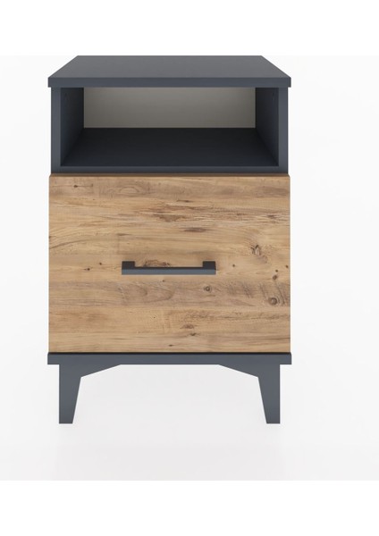 Arges Komodin Tek Raflı 2 Çekmeceli 44X30X64 Antrasit-Çam