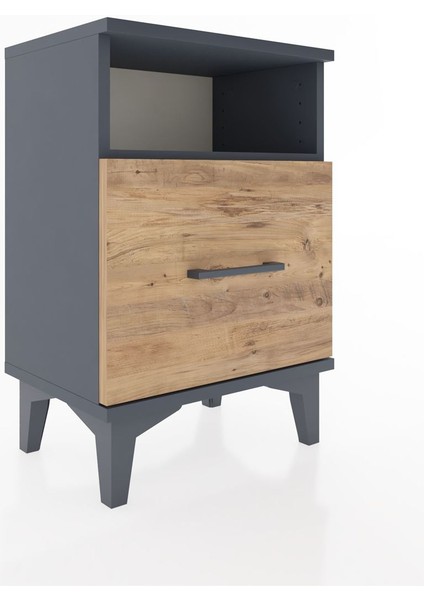 Arges Komodin Tek Raflı 2 Çekmeceli 44X30X64 Antrasit-Çam fiyatları