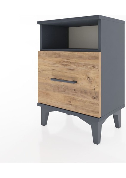 Arges Komodin Tek Raflı 2 Çekmeceli 44X30X64 Antrasit-Çam modelleri