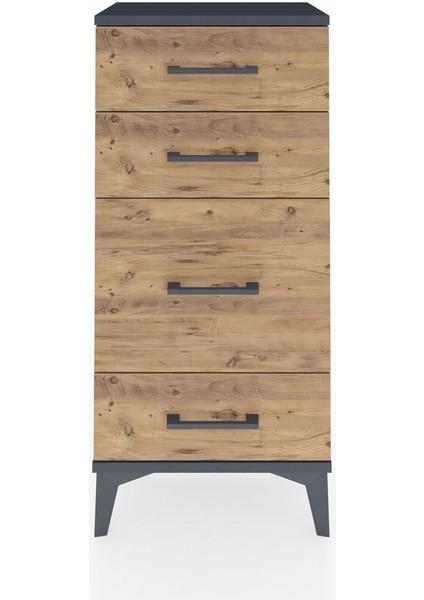 Arges Komodin 4 Çekmeceli 44X30X96 Antrasit-Çam