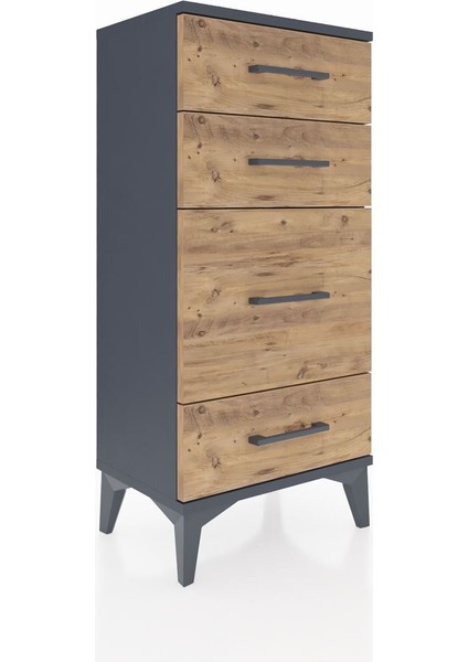 Arges Komodin 4 Çekmeceli 44X30X96 Antrasit-Çam fiyatları