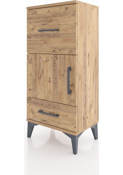 Arges Komodin Tek Raflı 2 Çekmeceli Tek Kapaklı 44X30X96 Çam-Çam modelleri