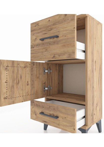 Arges Komodin Tek Raflı 2 Çekmeceli Tek Kapaklı 44X30X96 Çam-Çam indirimleri