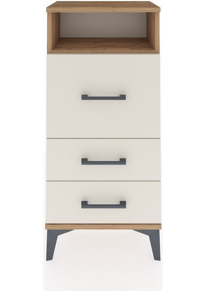Arges Komodin Tek Raflı 3 Çekmeceli 44X30X96 Çam-Aytaşı
